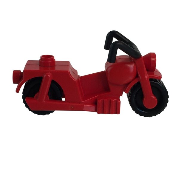 Vintage Lego Duplo Red Motorcycle Lot of 2 Bike Motorbike Vehicle Toy - Picture 9 of 11